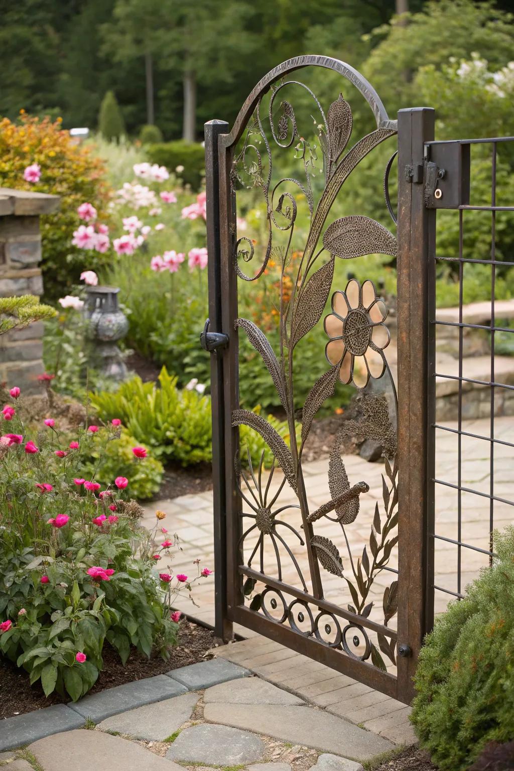 Turn your gate into a creative masterpiece with custom wire shapes.
