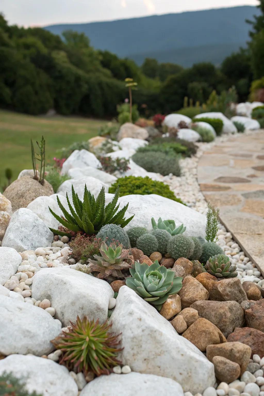 Create rock garden bliss with white marble.