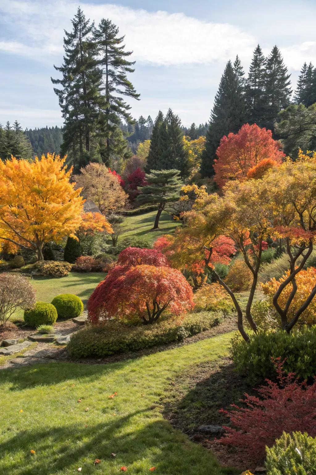Seasonal foliage adds dynamic color to a garden throughout the year.