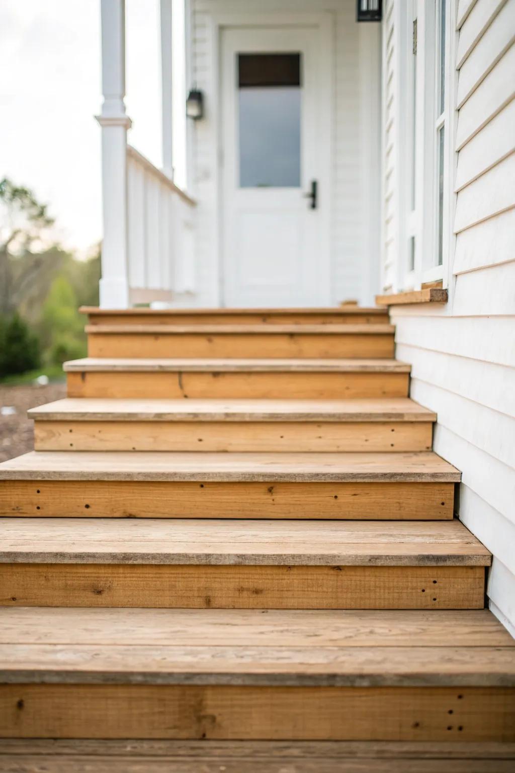 Minimalist steps with clean lines offer simplicity and elegance.
