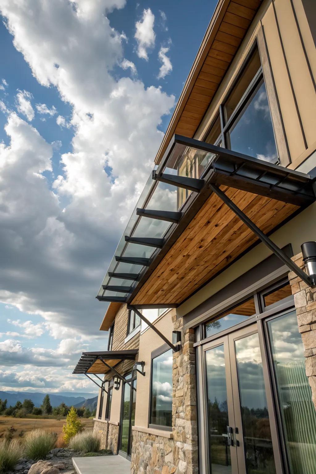 An eclectic mix of materials creates a unique and modern aesthetic.