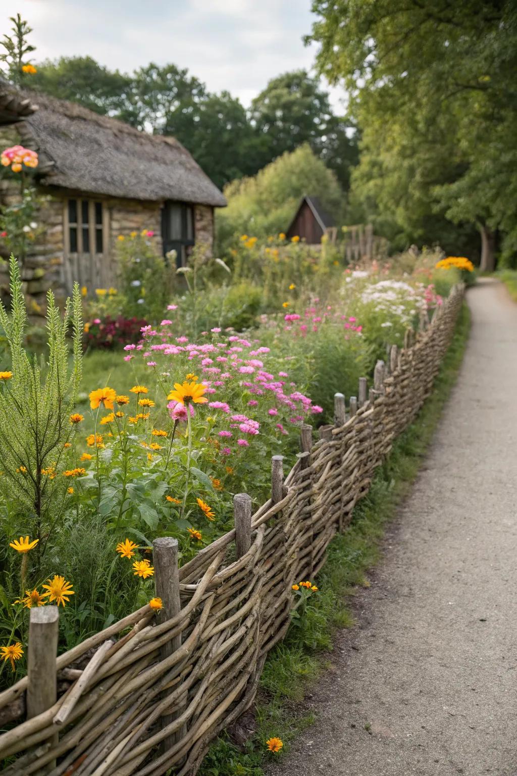 Wattle fencing adds rustic charm and a touch of history.