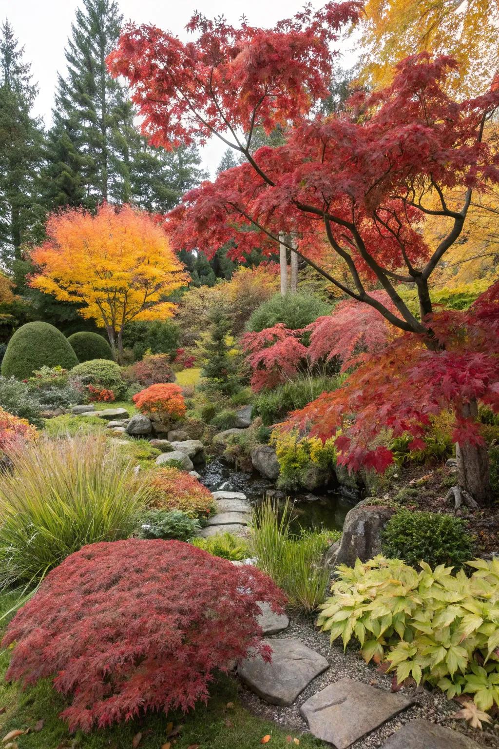 Colorful foliage adding year-round beauty in a zone 7 garden.