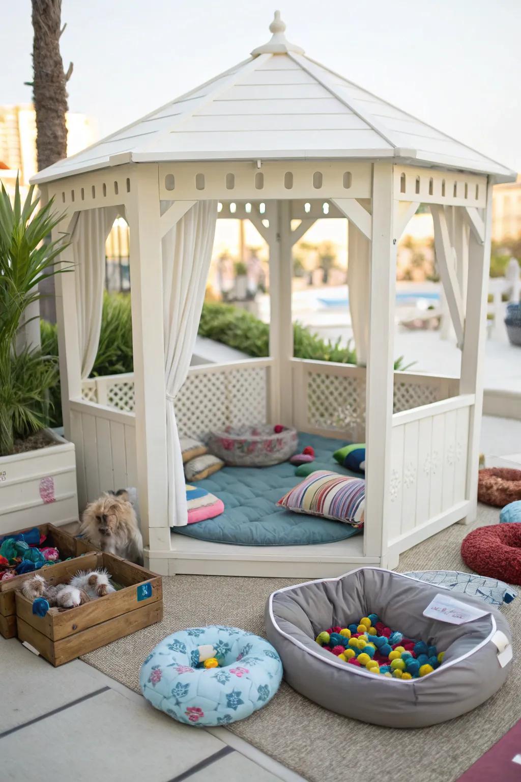 Make your gazebo a welcoming space for your furry friends.