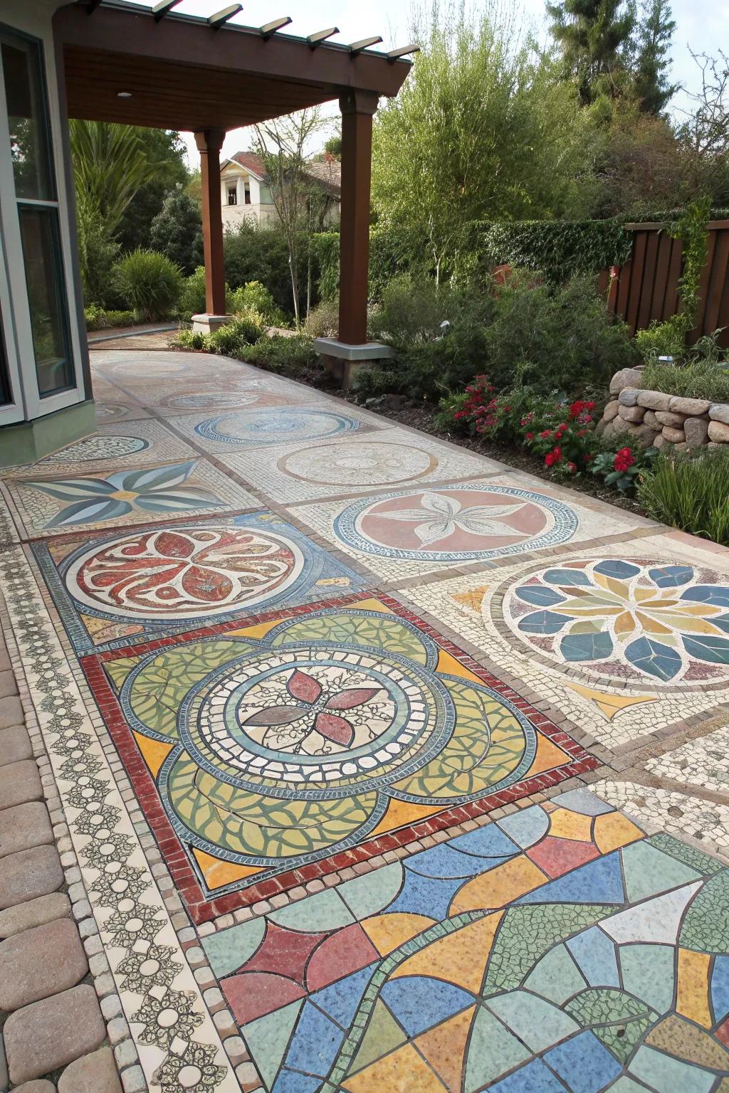 Mosaic paver design showcasing artistic flair.