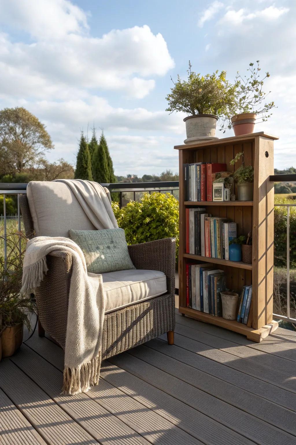A reading and reflection space on a 20x20 deck.