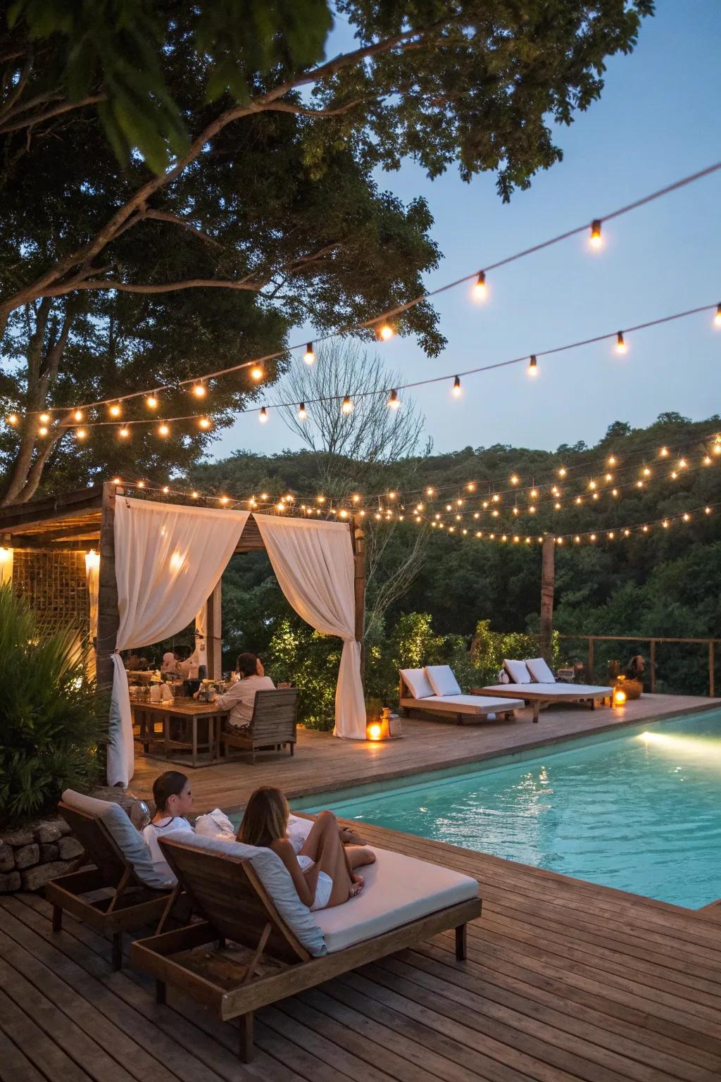 Illuminate the night with a beautiful string light canopy.