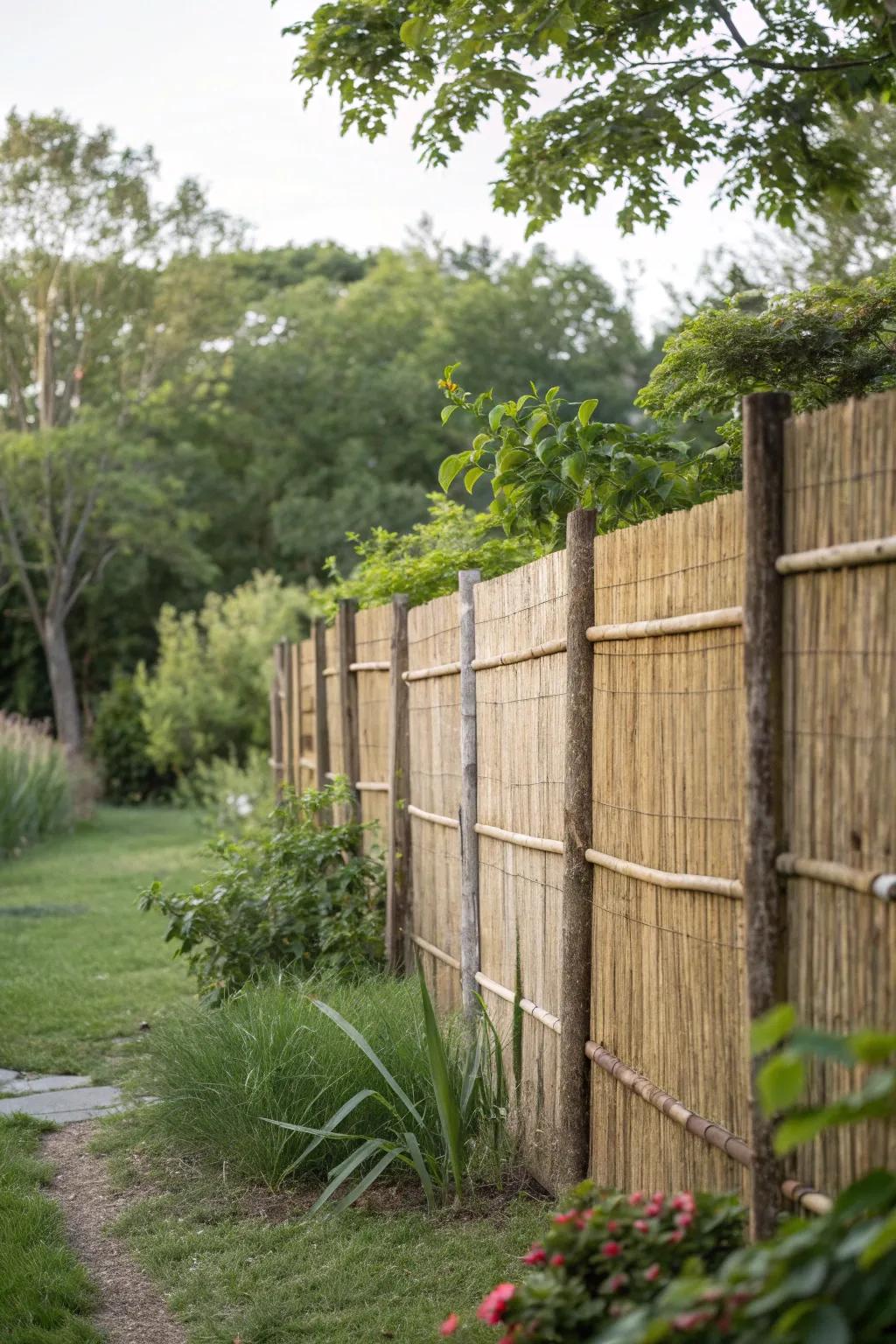 Natural reed screens offer eco-friendly privacy with a bohemian touch.