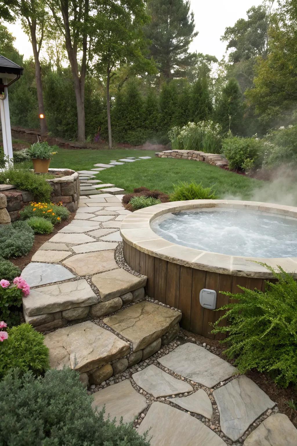 Enhance elegance with natural stone pathways.