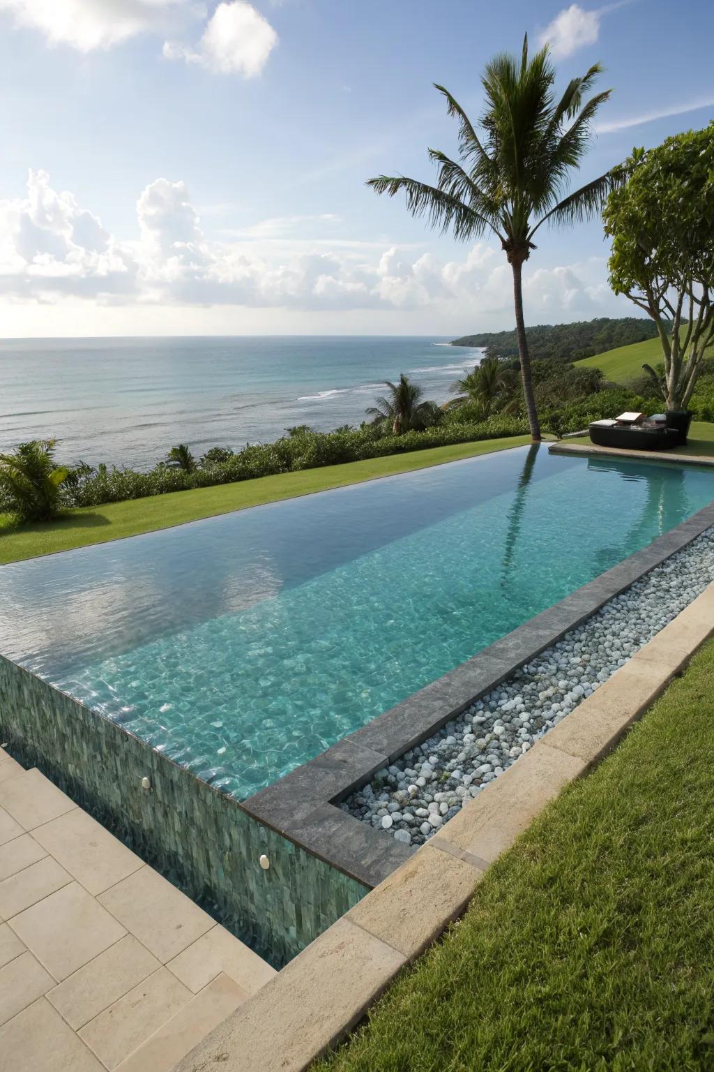 An above ground pool designed for a stunning infinity effect.