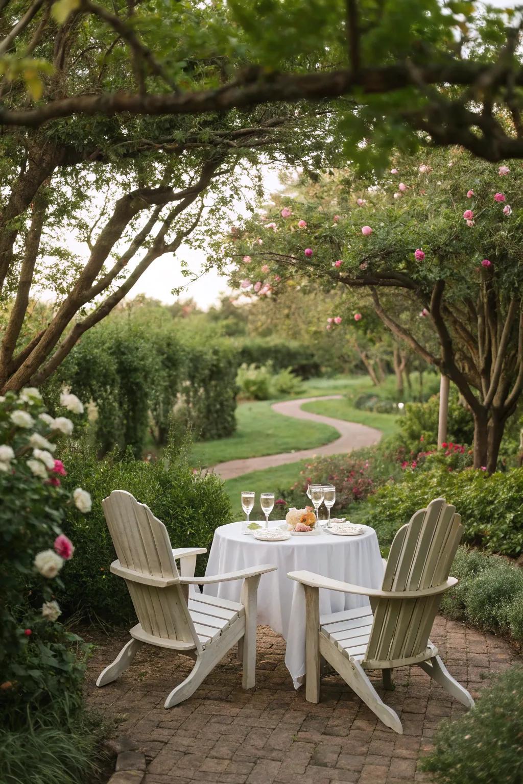 An intimate dining setup perfect for outdoor meals.