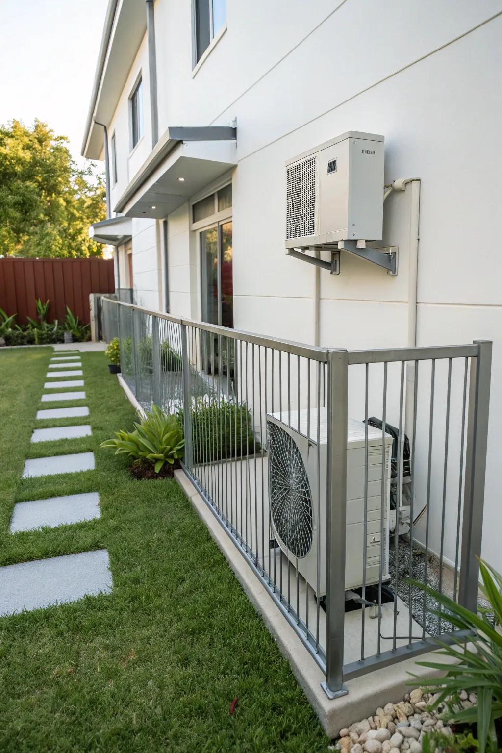 Minimalist metal screens provide a sleek and contemporary look.