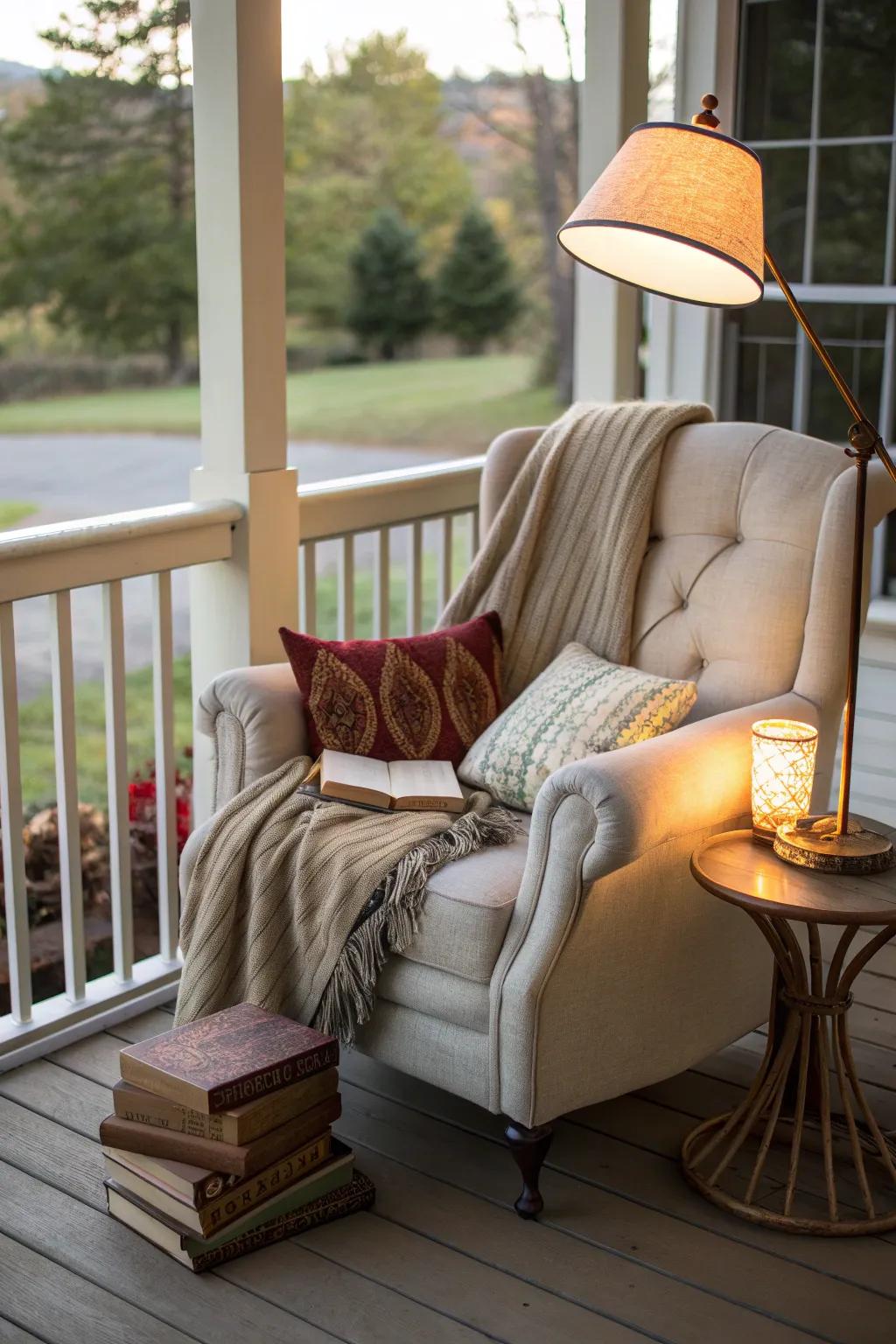 A reading nook turns your porch into a personal oasis.