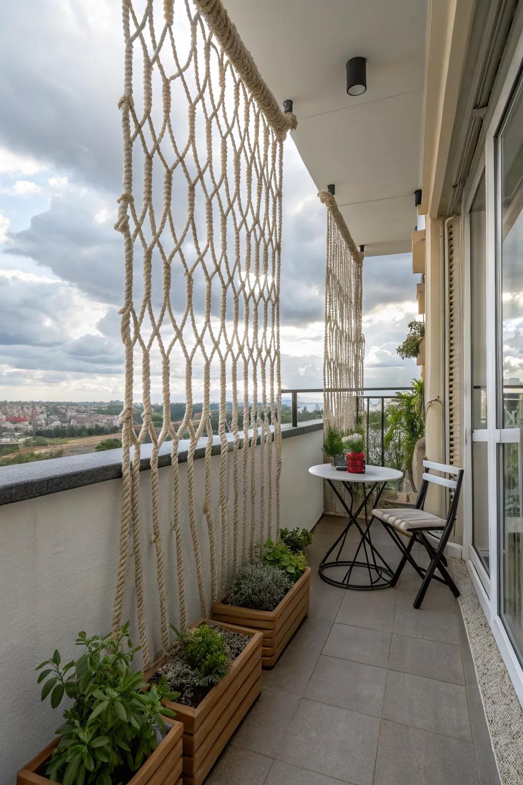 Rope dividers offer a unique and subtle way to add privacy.