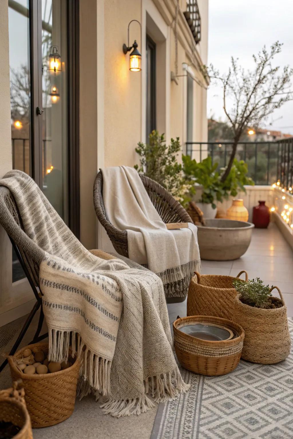 Texture adds depth and interest to your terrace decor.