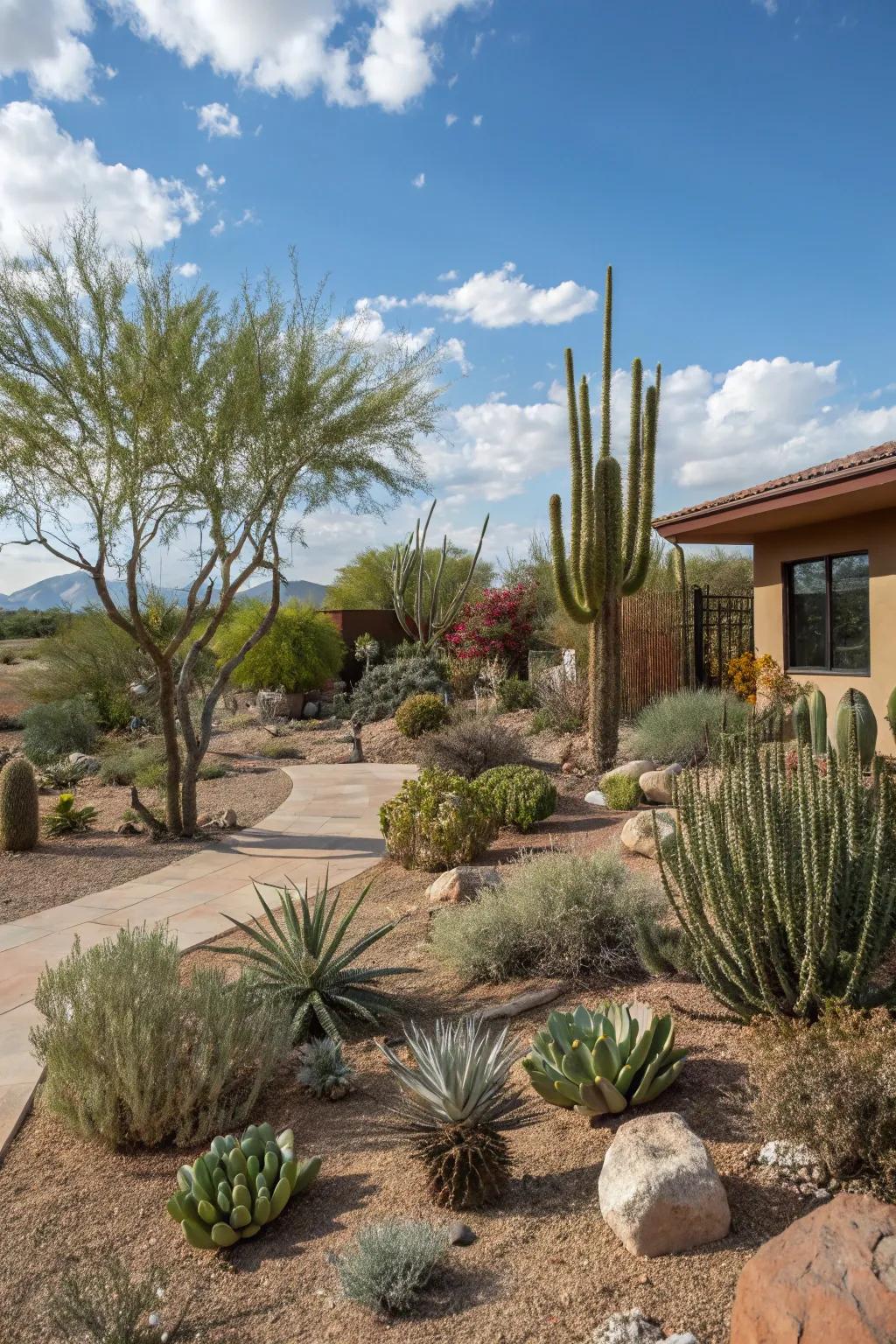 Native plants are a sustainable choice for desert landscaping.