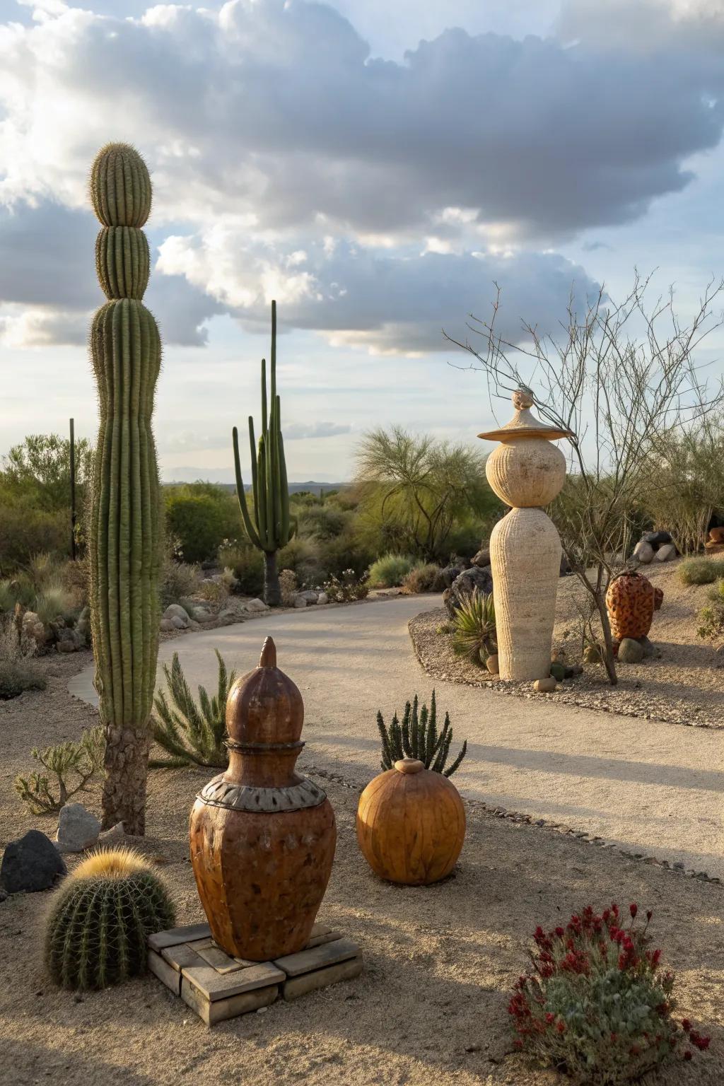 Art pieces add personality and interest to your garden.