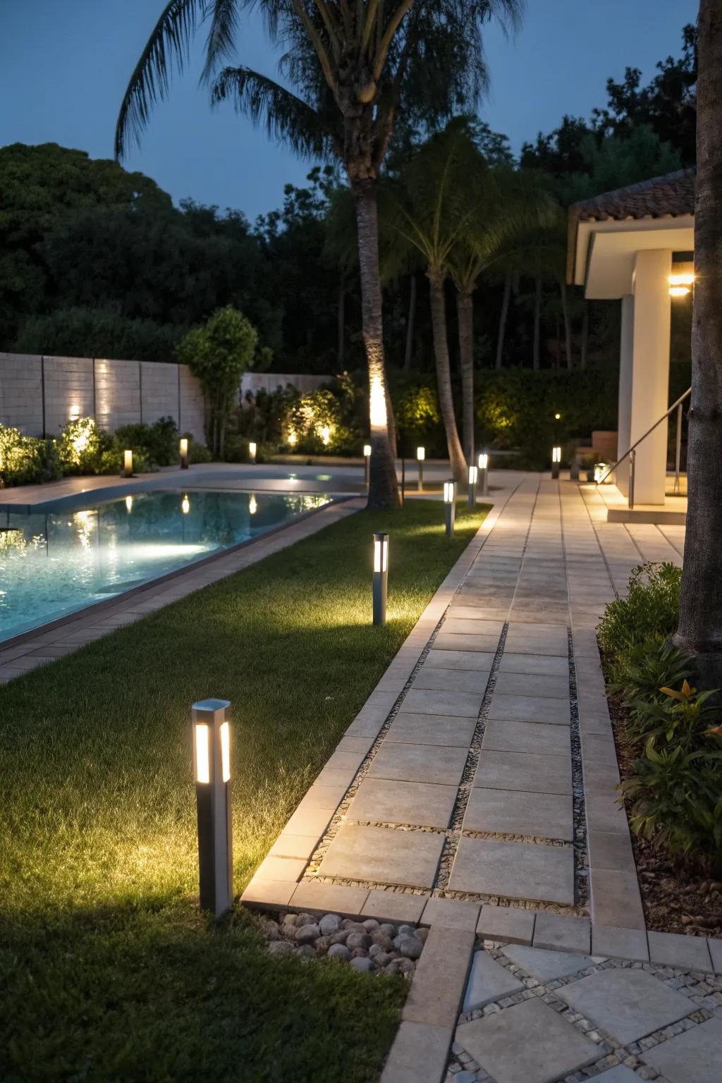 Motion-activated lights enhance security and convenience.