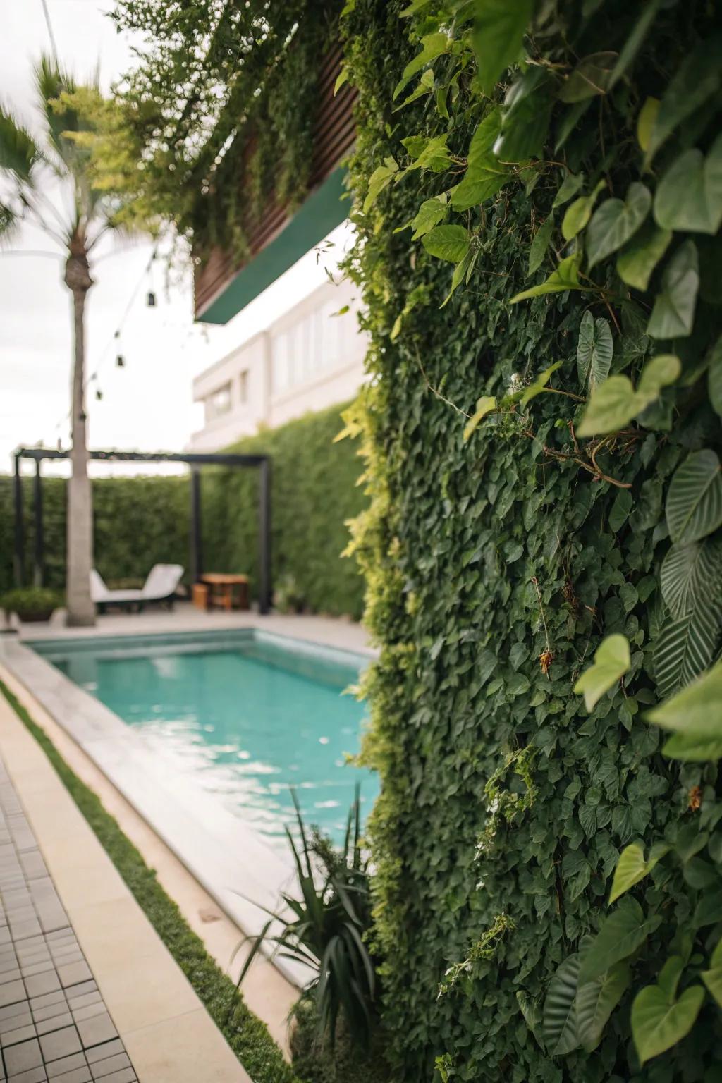 Enhance your space with vertical green walls for added privacy and lushness.