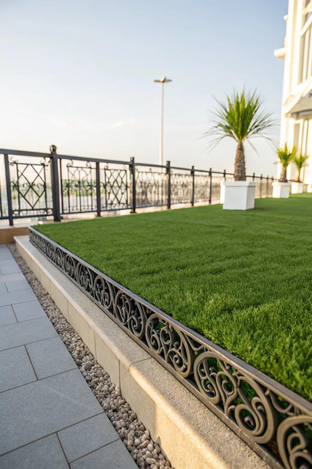 Metal edging provides a modern and defined look for your artificial grass.