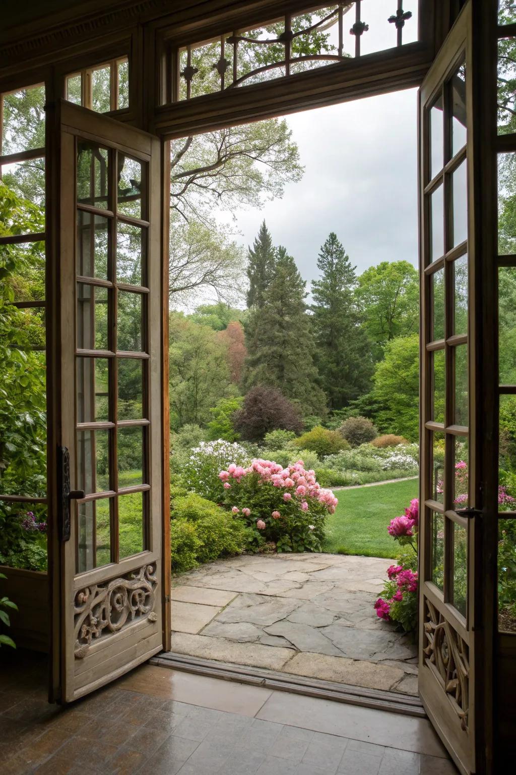 French doors add elegance and light.
