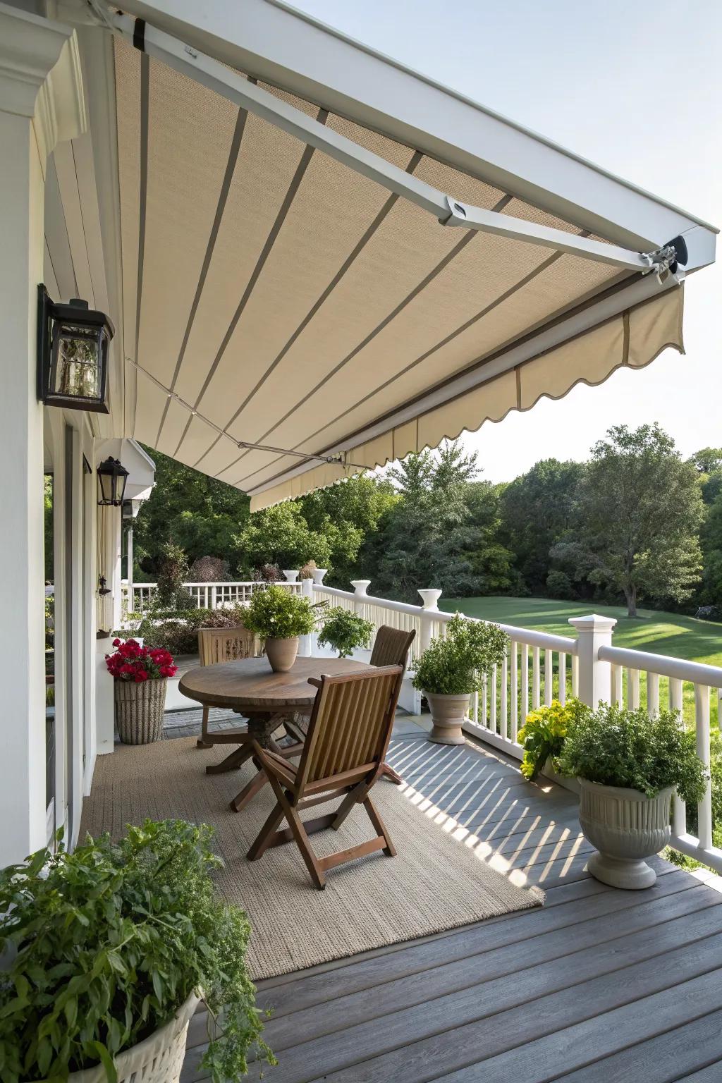 Control the shade and sun with retractable awnings.