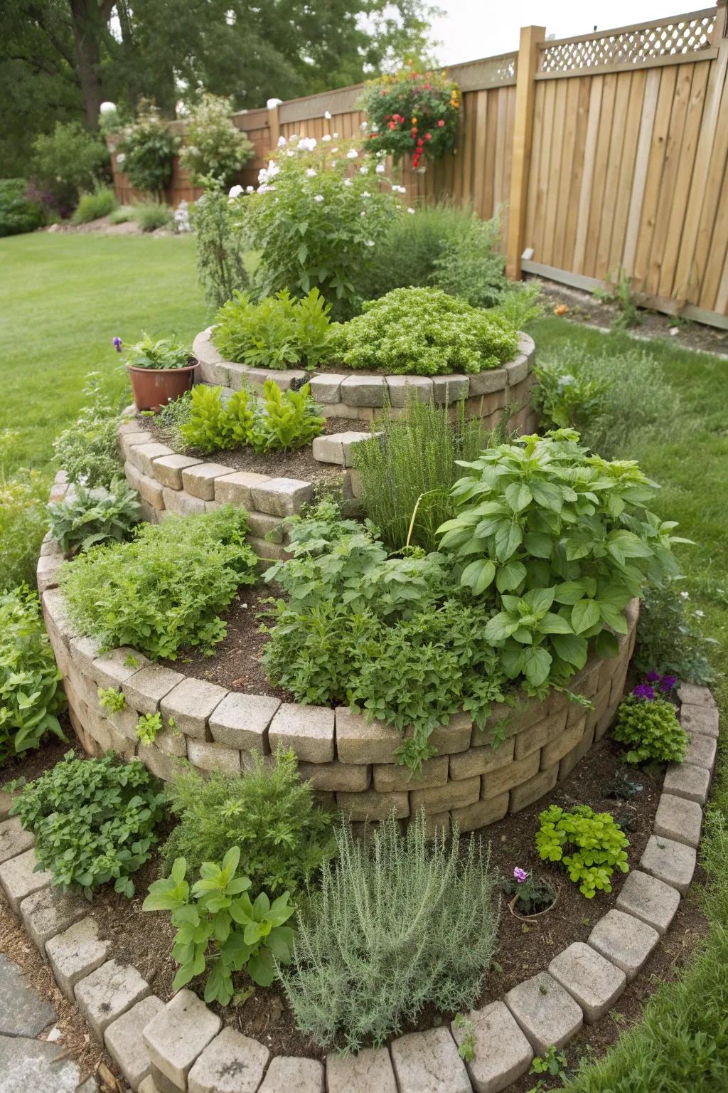An herb spiral provides a practical and beautiful solution for your backyard corner.
