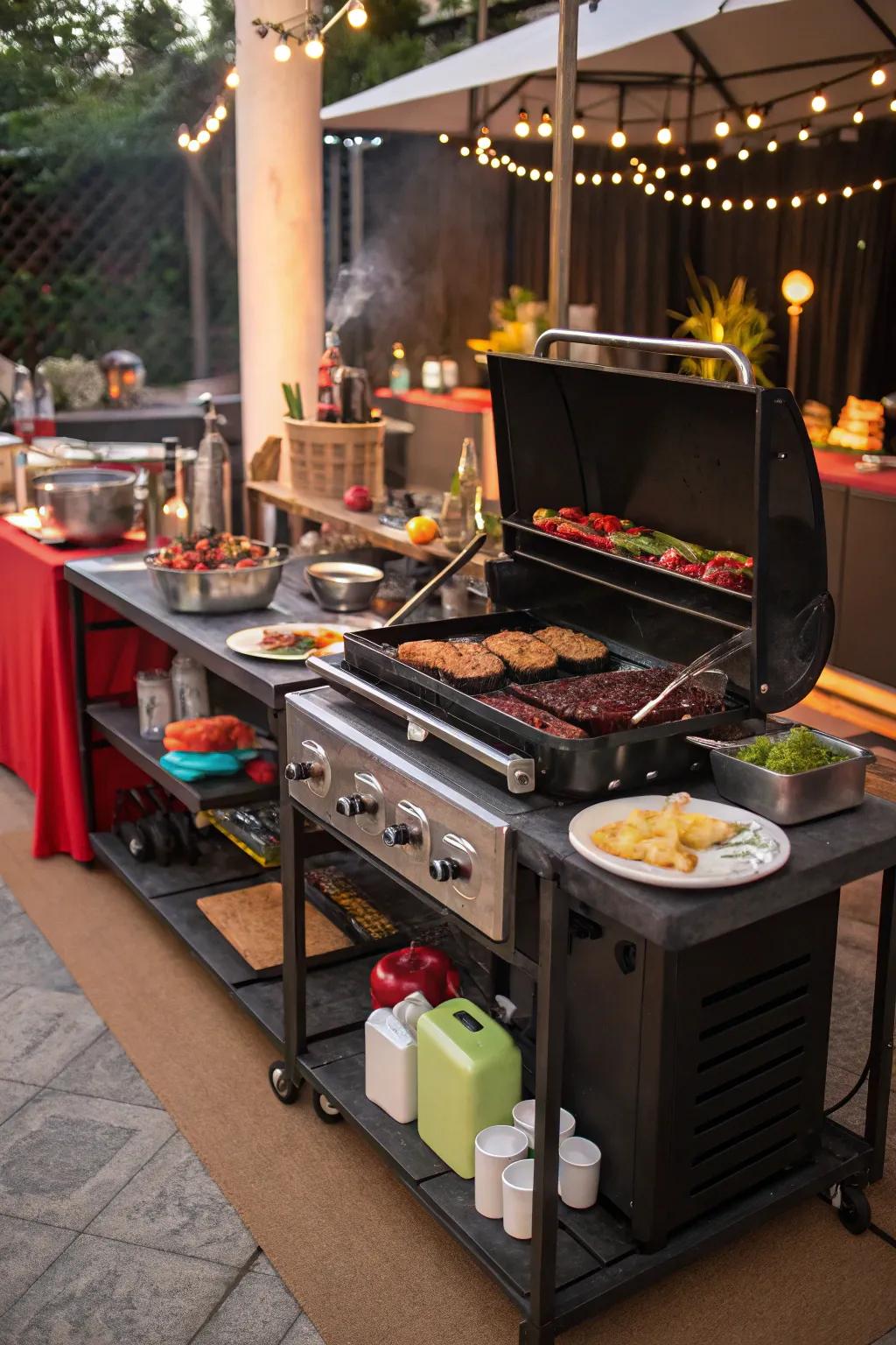 Enjoy culinary versatility with a multi-level BBQ station.
