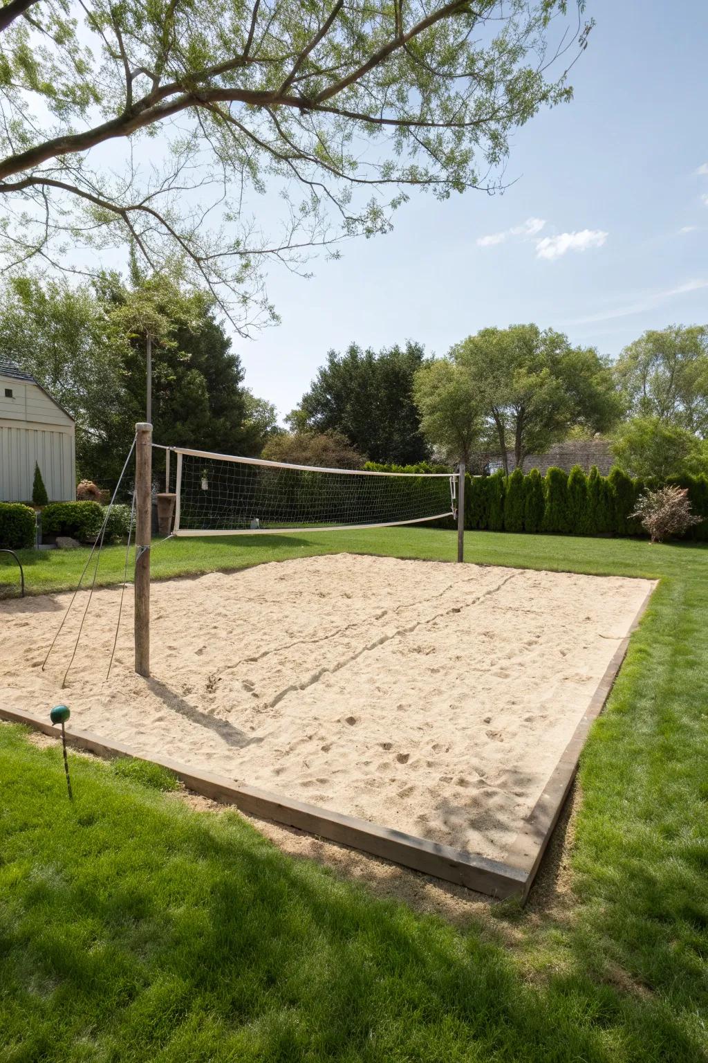 Beach volleyball at home is a hit.