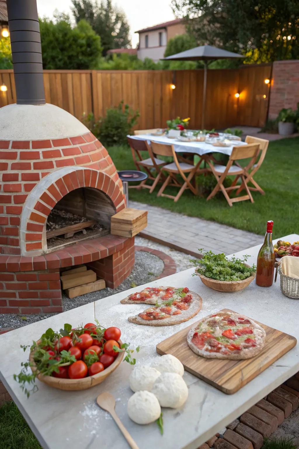 Brick pizza ovens bring culinary delights outdoors.