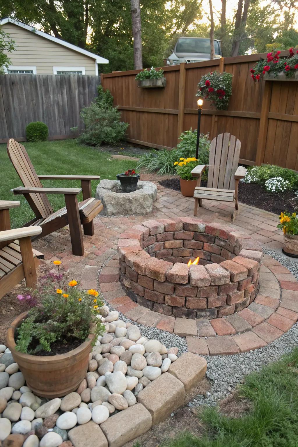 A personalized DIY brick fire pit for the creative homeowner.