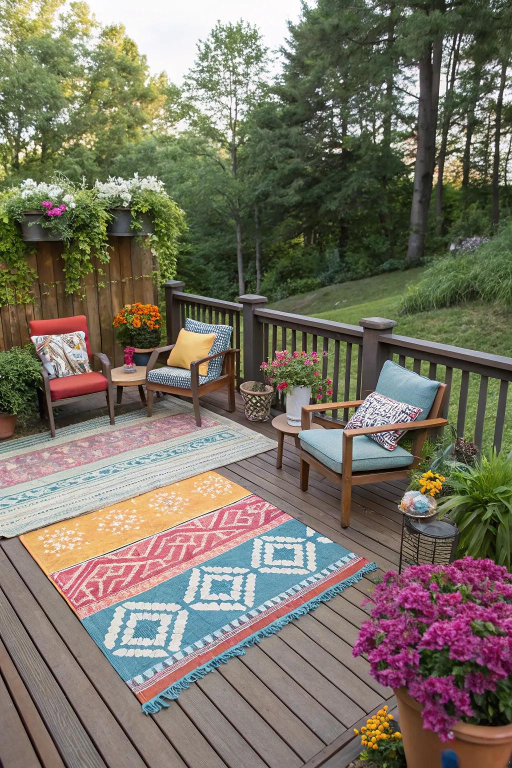 Outdoor textiles bring warmth and style to your deck.