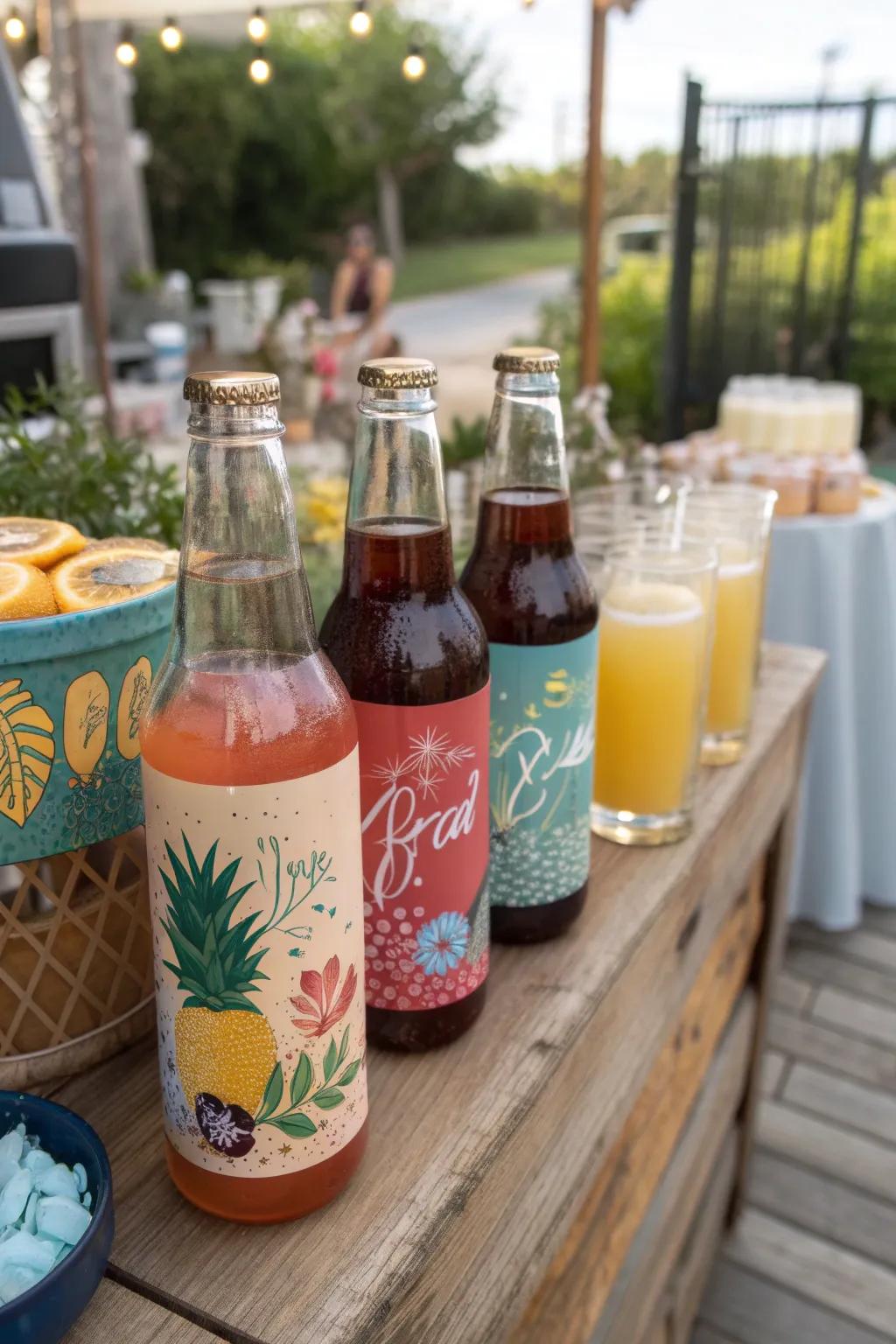 Personalized labels add a special touch to each drink.
