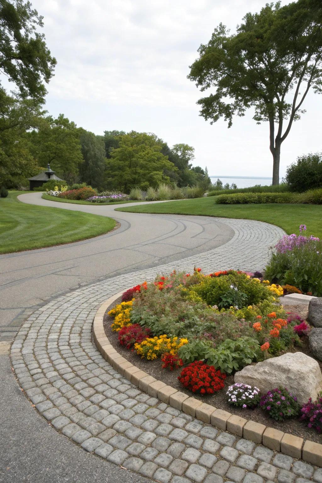 Circular driveways enhance elegance with a central focal point.