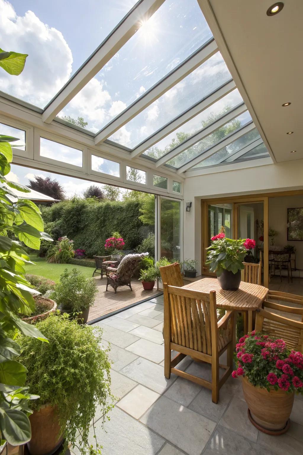 Bring in natural light with skylights on your patio.