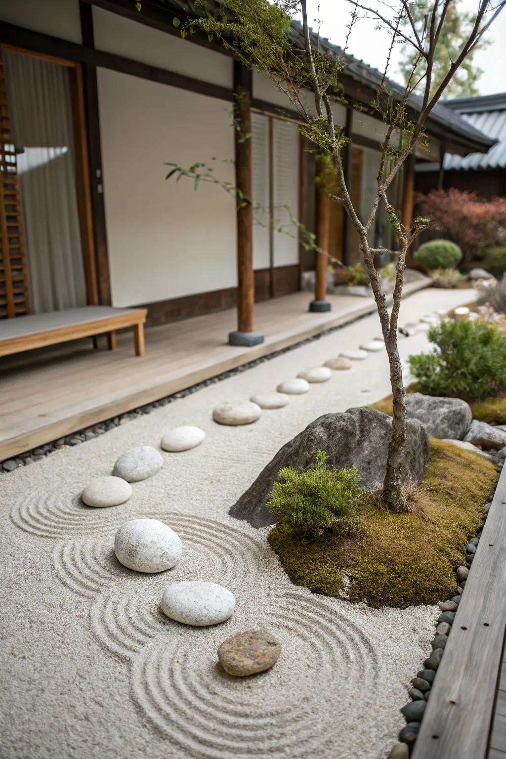 A serene Zen garden with minimalist design.