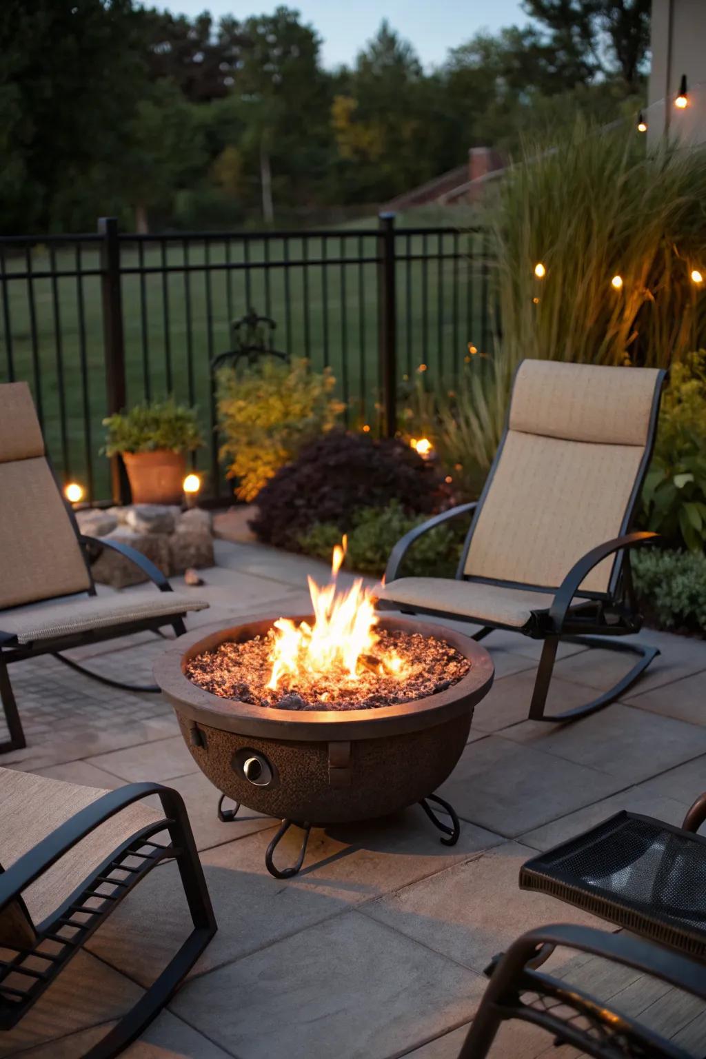 Enjoy flexibility with a portable gas fire pit.