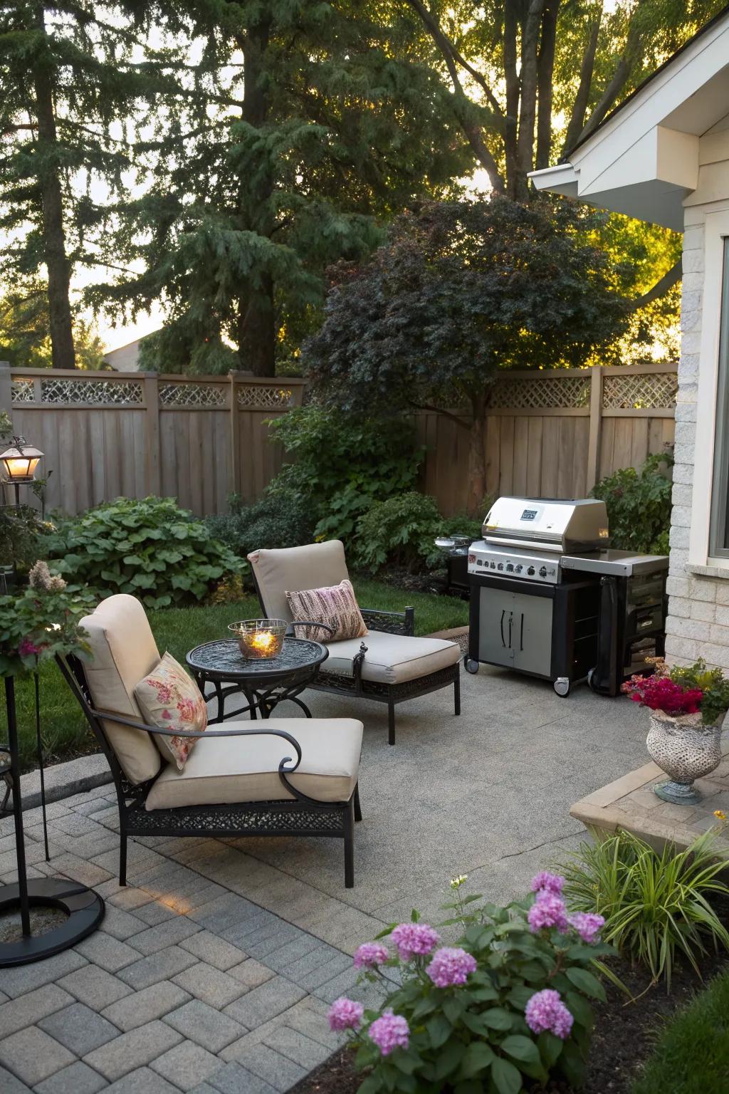 A lounge area makes your grill patio a welcoming retreat.