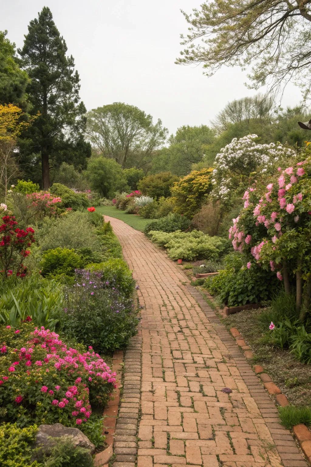 Guide your guests with a charming rustic brick pathway.