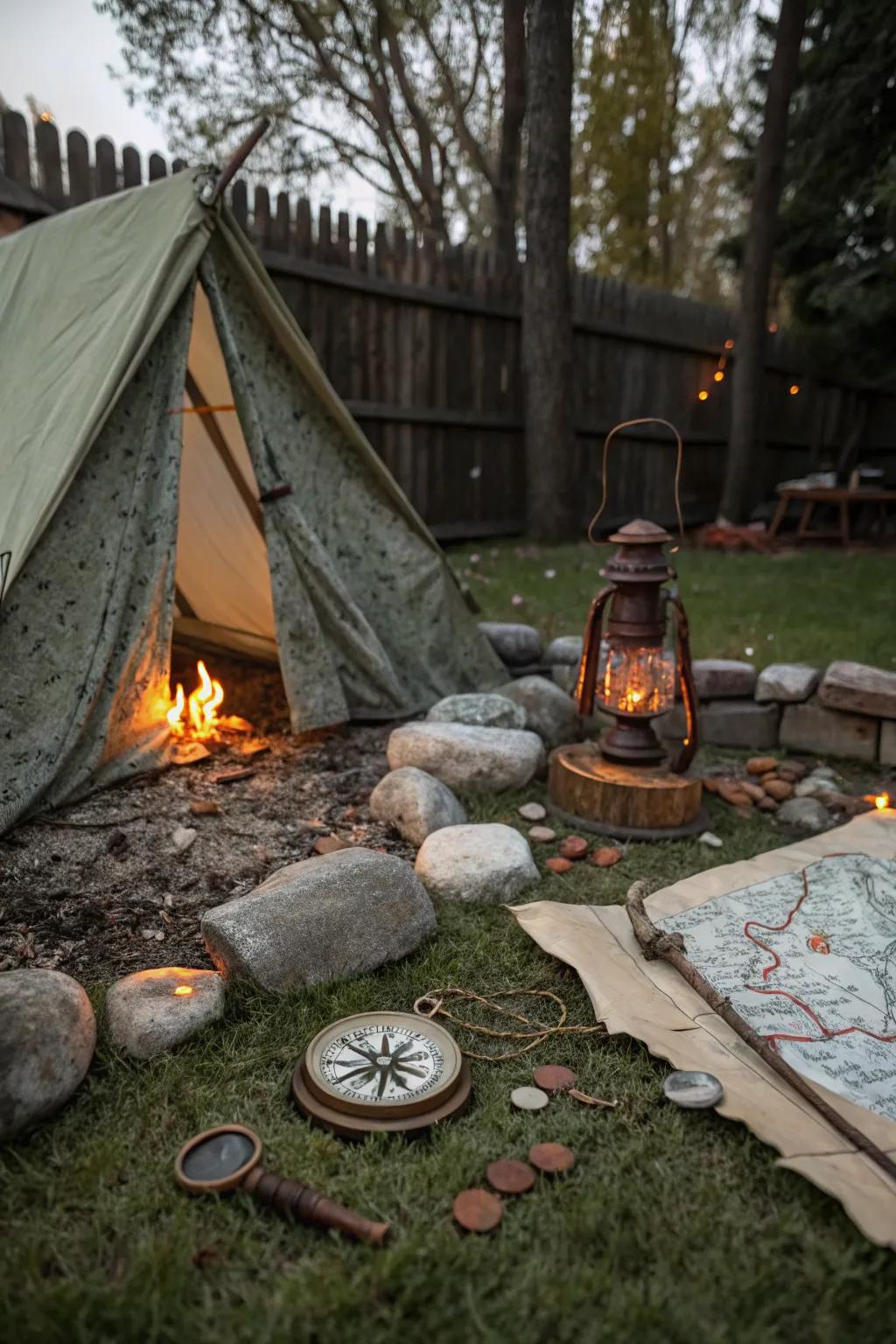 A lost expedition camp sparks adventure.