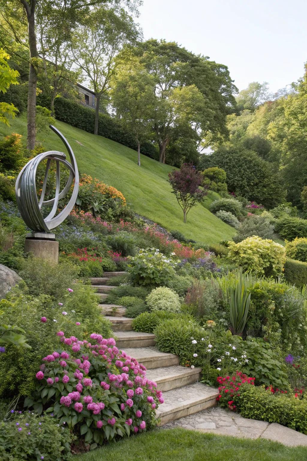Sculptures add a unique artistic element to your garden.