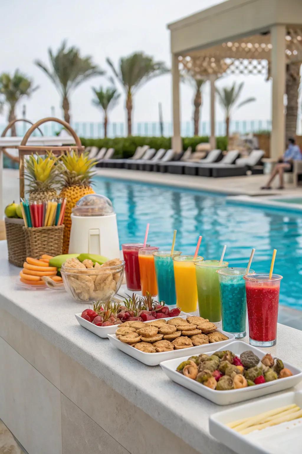 A convenient snack bar for refueling during poolside play.