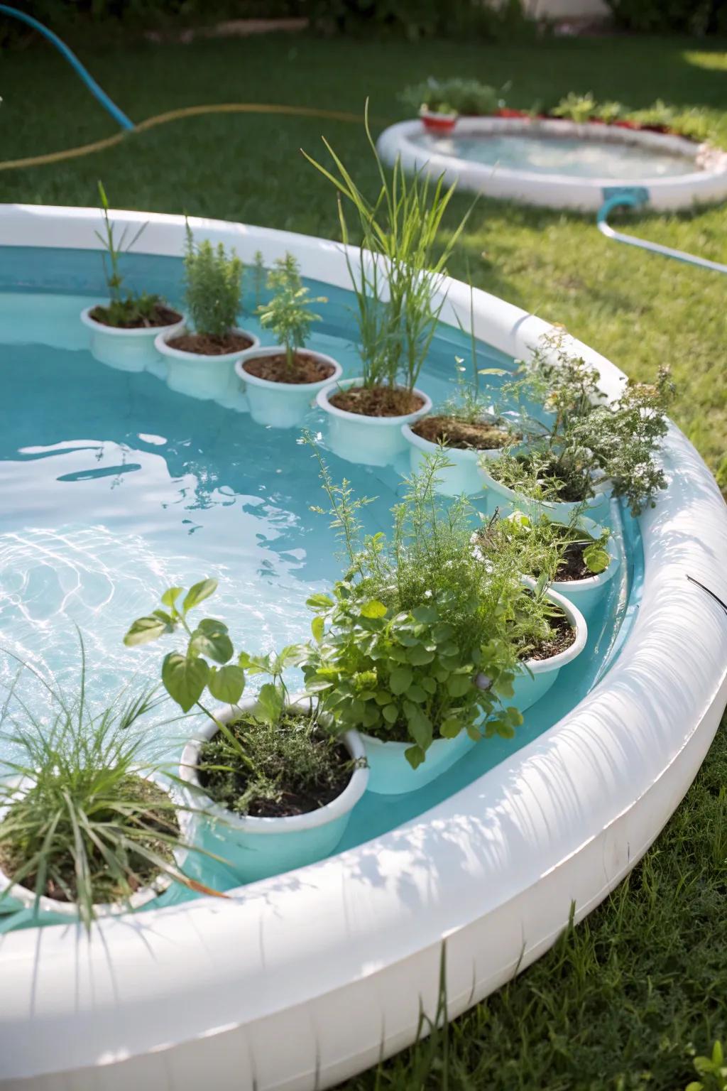 A floating garden adds beauty and function to your pool.