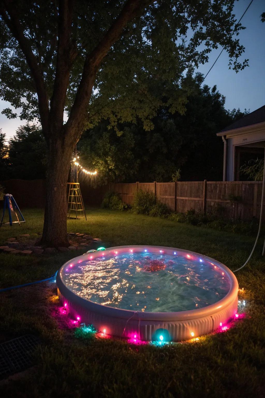 Light up the night with a glowing pool.