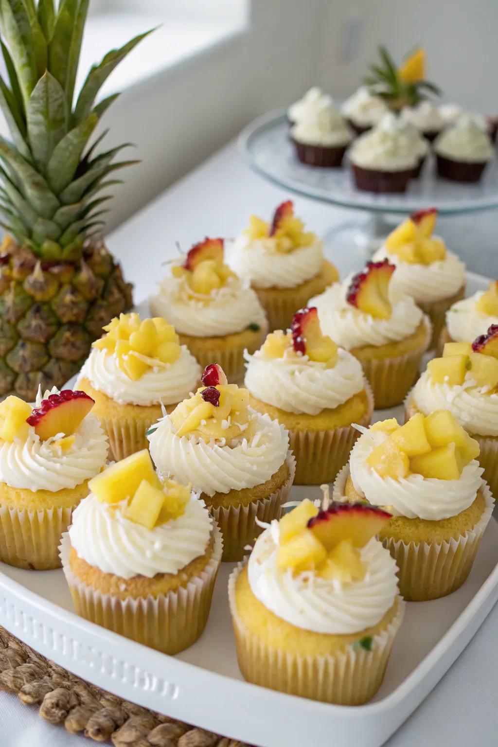 Tropical cupcakes are a sweet ending to your luau.