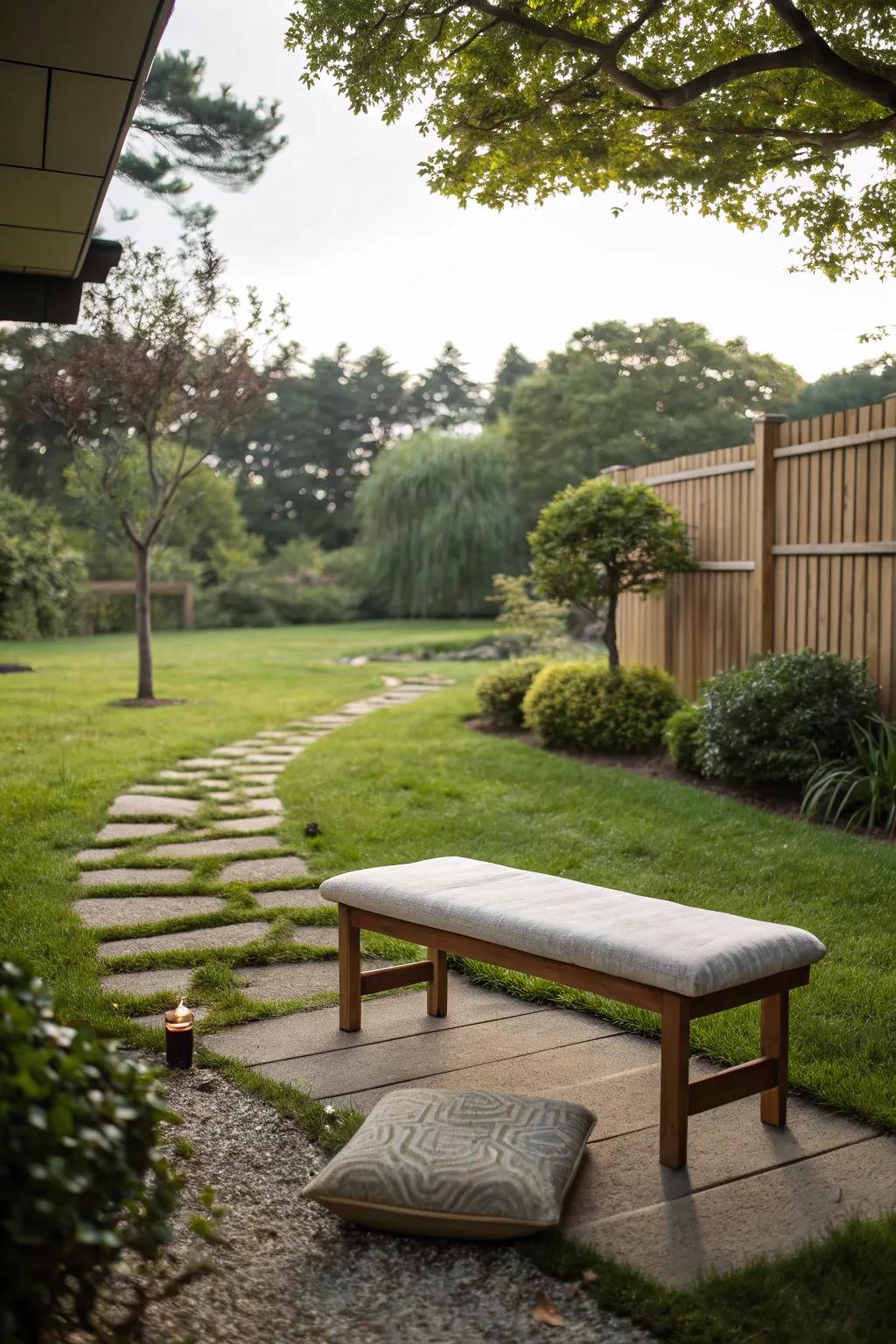 Benches provide comfort and focus.