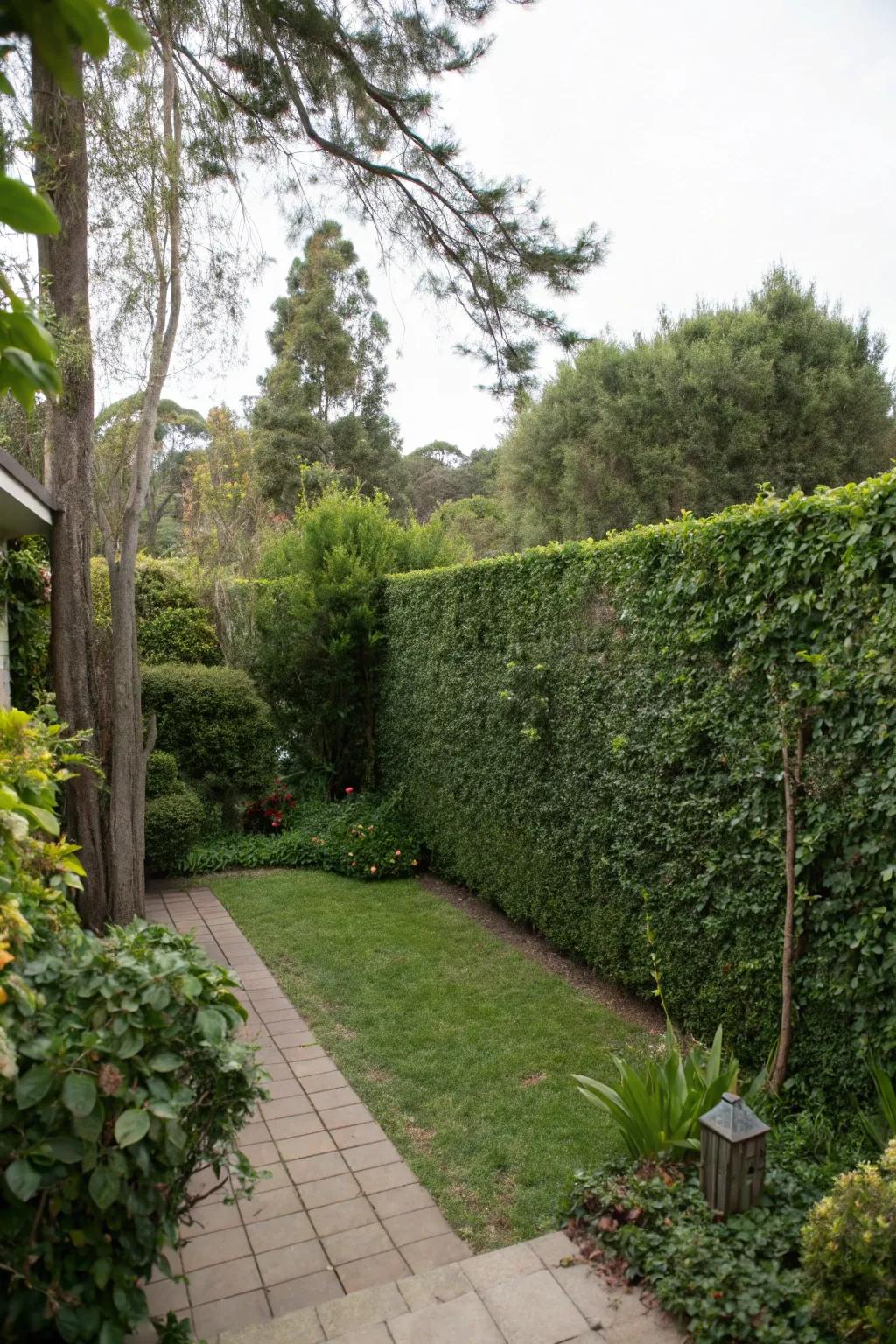 A privacy wall offers seclusion and tranquility.