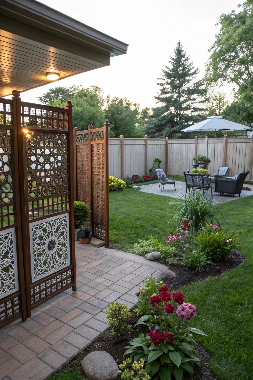 Privacy screens offer both seclusion and style.