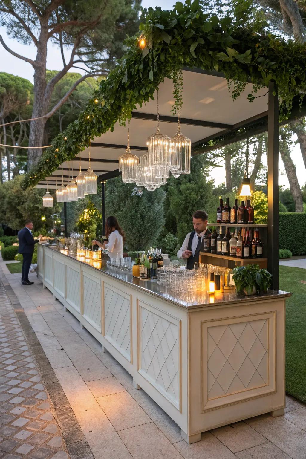 Keep the drinks flowing with a chic outdoor bar setup.