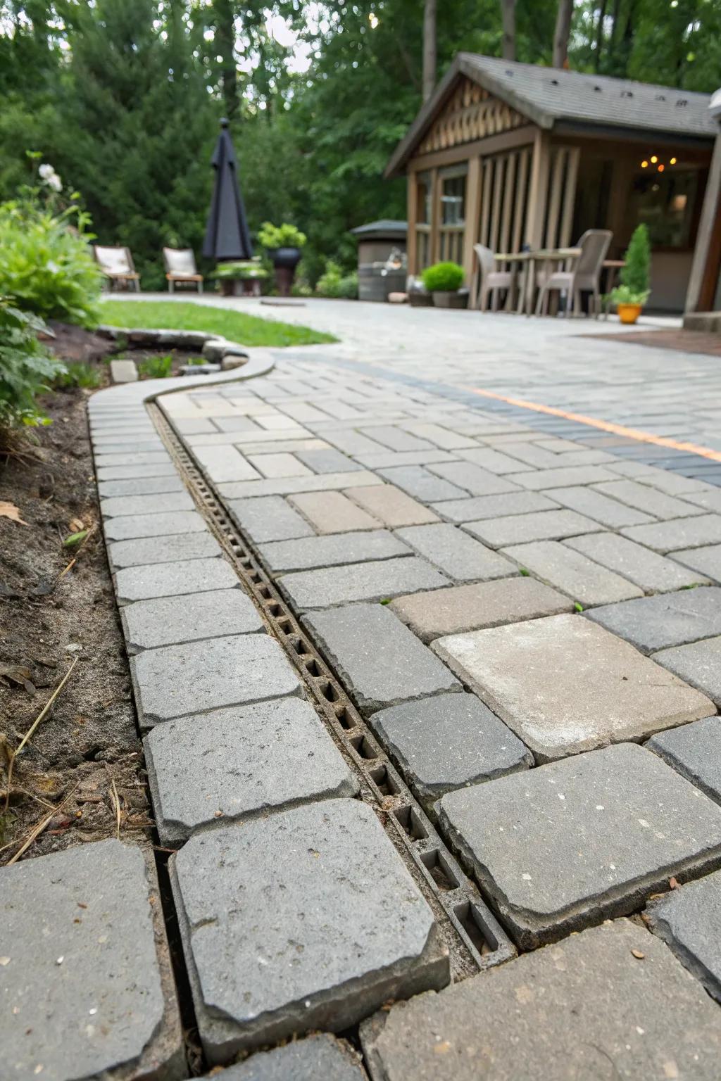 Eco-friendly permeable pavers on a patio
